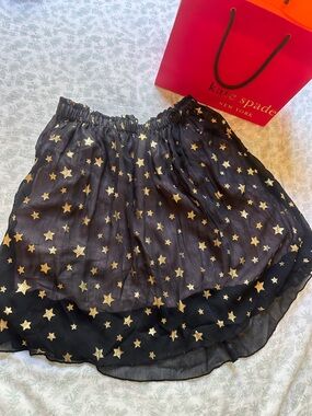 kate spade Black Chiffon Skirt with Gold Star Motif